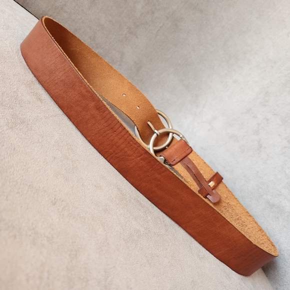 Urban Outfitters belt women's M cognac brown leather double ring buckle casual - Picture 8 of 12